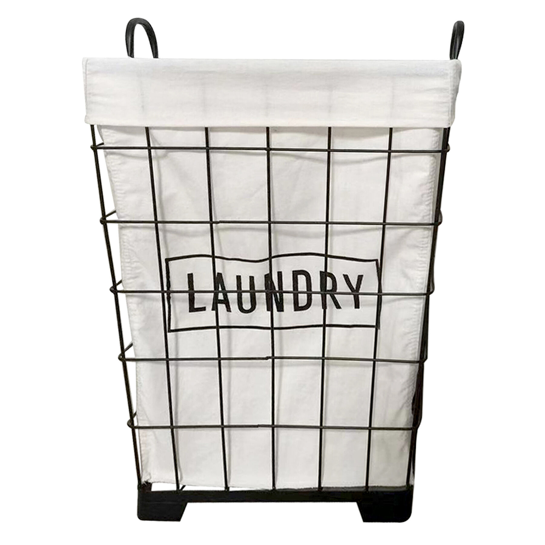 black and white laundry basket